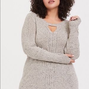 Torrid TAUPE MARLED CABLE KNIT TUNIC SWEATER size3